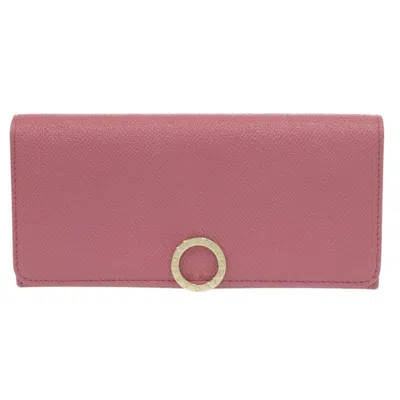 Pre-owned Bvlgari Pink Leather Long Wallet (bi-fold) ()