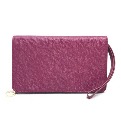 Pre-owned Bvlgari Pink Red Color Leather Wallet (bi-fold) () In Pink, Red Color