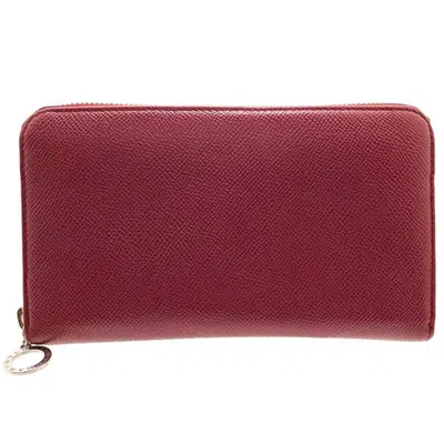 Pre-owned Bvlgari Red Color Leather Long Wallet (bi-fold) ()