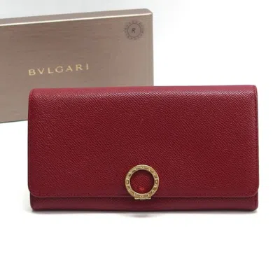 Pre-owned Bvlgari Red Color Leather Long Wallet (bi-fold) ()