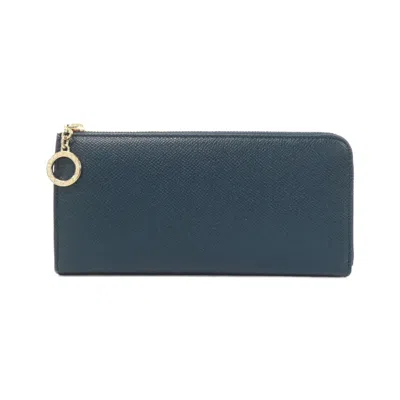 Pre-owned Bvlgari Teal Leather Coin Purse/coin Case () In Blue