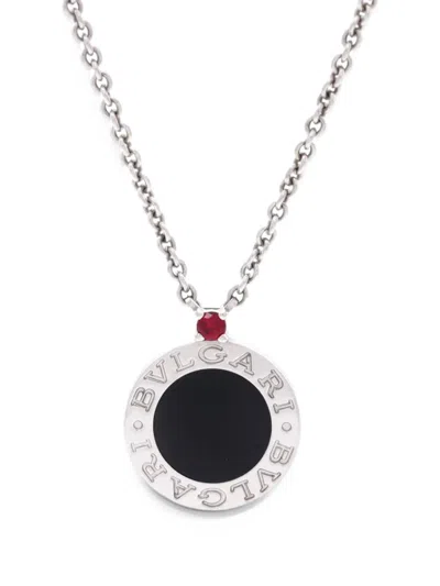 Pre-owned Bvlgari Save The Children Pendant Sterling Silver With Onyx And Ruby Necklace
