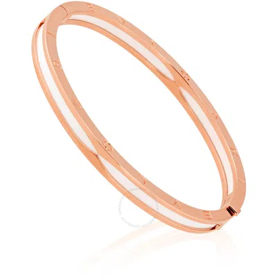 Bvlgari Bvlgati B.zero1 Pink Gold And White Ceramic Bangle Bracelet