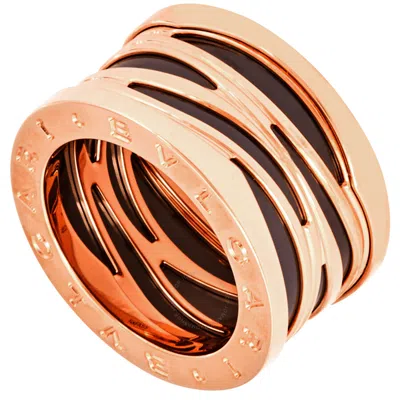 Bvlgari B.zero 1 18kt Rose Gold And Black Ceramic Ring- Size 6 1/2 (53) In Pink/rose Gold Tone/gold Tone/black