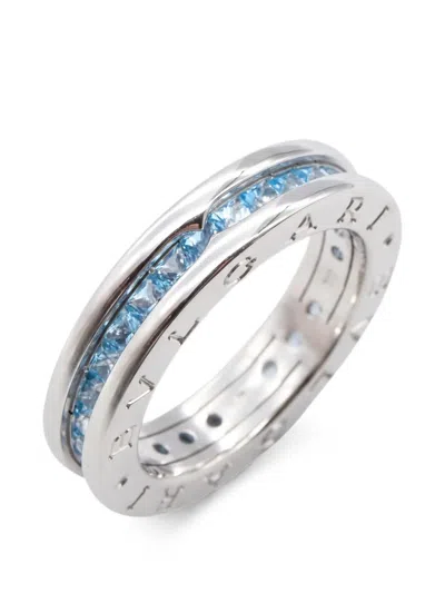 Pre-owned Bvlgari B-zero Blue Topaz Ring In Silver