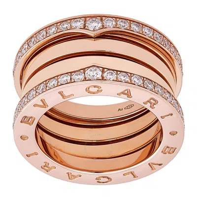 Bvlgari B.zero1 18k Rose Gold 4-band Diamond Ring In Pink/rose Gold Tone/gold Tone