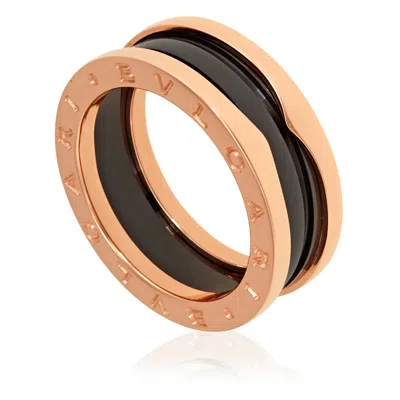 Bvlgari B.zero1 18k Rose Gold And Black Ceramic 2-band Ring In Multi