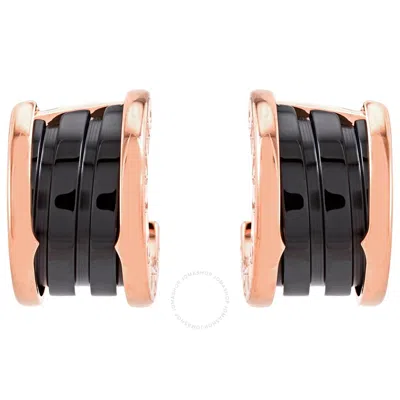 Bvlgari B.zero1 18k Rose Gold And Black Ceramic Earrings 347405