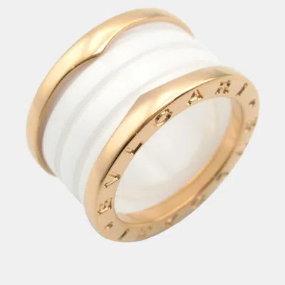 Pre-owned Bvlgari B.zero1 18k Rose Gold And Ceramic Band Ring Eu 50