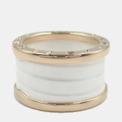 Pre-owned Bvlgari B.zero1 18k Rose Gold And Ceramic Band Ring Eu 50