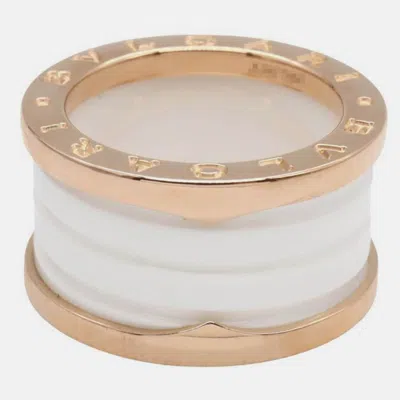 Pre-owned Bvlgari B.zero1 18k Rose Gold And Ceramic Band Ring Eu 51