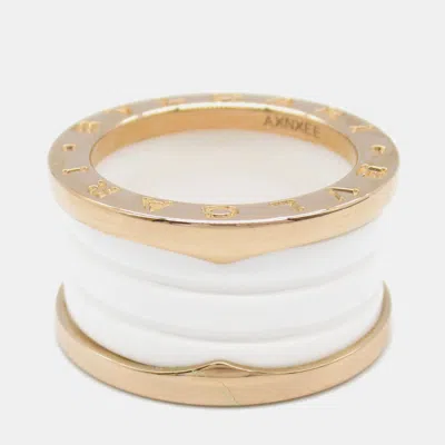 Pre-owned Bvlgari B.zero1 18k Rose Gold And Ceramic Band Ring Eu 51