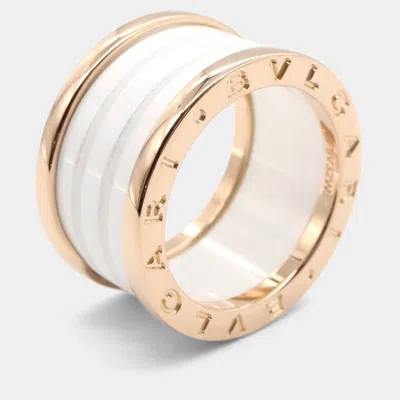 Pre-owned Bvlgari B.zero1 18k Rose Gold And Ceramic Band Ring Eu 52