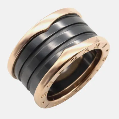 Pre-owned Bvlgari B.zero1 18k Rose Gold And Ceramic Band Ring Eu 53
