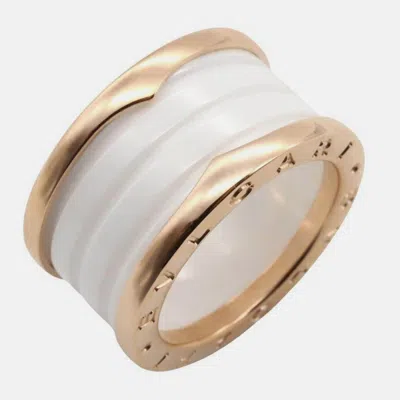 Pre-owned Bvlgari B.zero1 18k Rose Gold And Ceramic Band Ring Eu 53