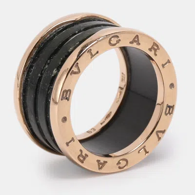 Pre-owned Bvlgari B.zero1 18k Rose Gold And Ceramic Band Ring Eu 53