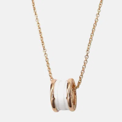 Pre-owned Bvlgari B.zero1 18k Rose Gold And Ceramic Pendant Necklace