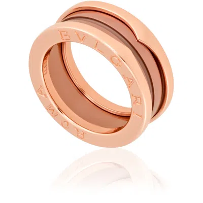 Bvlgari B.zero1 18k Rose Gold And Cermet 2-band Ring