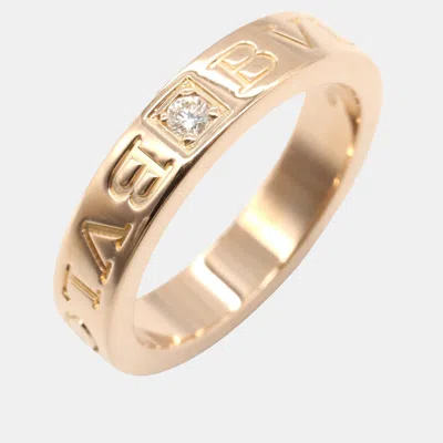 Pre-owned Bvlgari B.zero1 18k Rose Gold And Diamond B.zero1 Band Ring Eu 50
