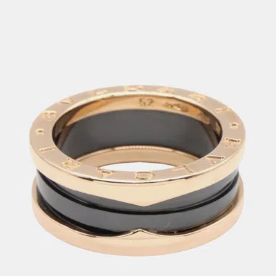 Pre-owned Bvlgari B.zero1 18k Rose Gold Ceramic 2-band Ring Eu 52