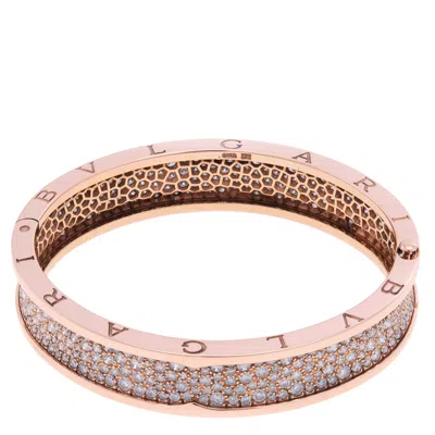 Bvlgari B.zero1 18k Rose Gold Diamond Pave Bangle In ["pink","gold Tone","rose Gold Tone"]