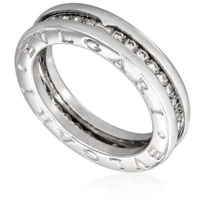 Bvlgari B.zero1 18k White Gold 1-band Diamond Pave Ring In Silver