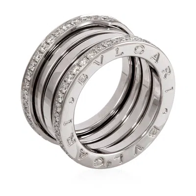 Bvlgari B.zero1 18k White Gold 4-band Diamond Pave Ring Size 6.5 In ["white","gold Tone"]