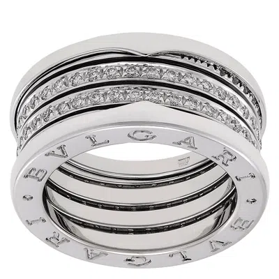 Bvlgari B.zero1 18k White Gold 4-band Diamond Pave Ring In ["white","gold Tone"]