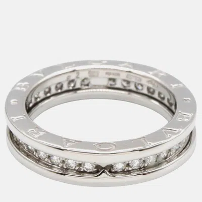 Pre-owned Bvlgari B.zero1 18k White Gold And Diamond Band Ring Eu 52