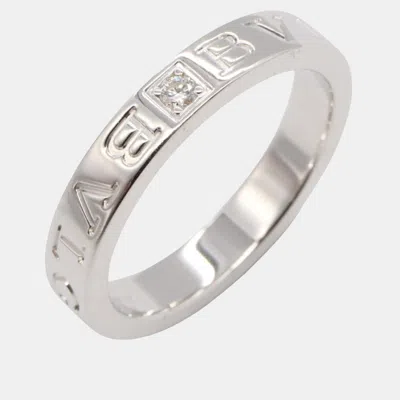Pre-owned Bvlgari B.zero1 18k White Gold And Diamond B.zero1 Band Ring Eu 56