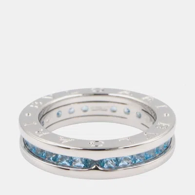 Pre-owned Bvlgari B.zero1 18k White Gold Blue Topaz Women's Ring Eu 50