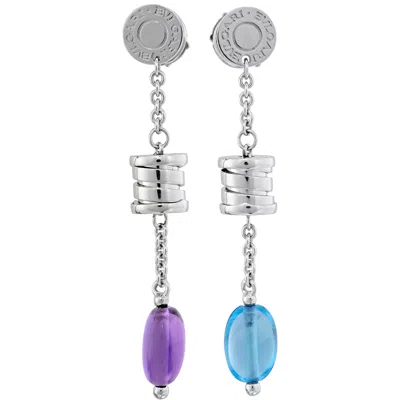 Bvlgari B.zero1 18k White Gold Dangling Earrings 343192 In ["white","purple","gold Tone"]