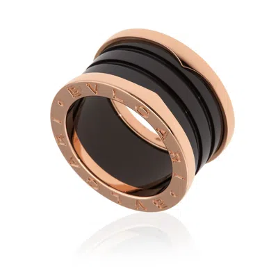 Bvlgari B.zero1 4-band 18 Kt Rose Gold And Black Ceramic Ring