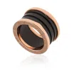 Bvlgari B.zero1 4-band 18 Kt Rose Gold And Black Ceramic Ring In Gold Tone