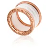 Bvlgari B.zero1 4-band 18 Kt Rose Gold And White Ceramic Ring In Gold Tone