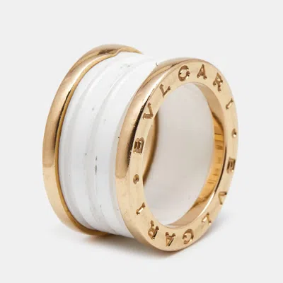 Pre-owned Bvlgari B.zero1 4-band Ceramic 18k Rose Gold Ring Size 51