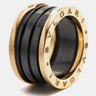 Pre-owned Bvlgari B.zero1 4-band Ceramic 18k Rose Gold Ring Size 57