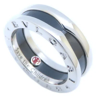 Pre-owned Bvlgari B.zero1 Black Ceramic Silver 925 Band Ring ()