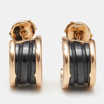 Pre-owned Bvlgari B.zero1 Cermaic 18k Rose Gold Earrings