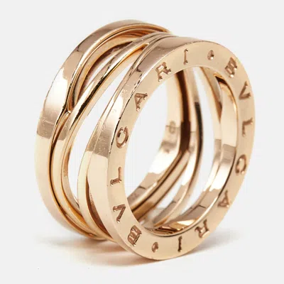Pre-owned Bvlgari B.zero1 Design Legend 18k Rose Gold 3-band Ring Size 52