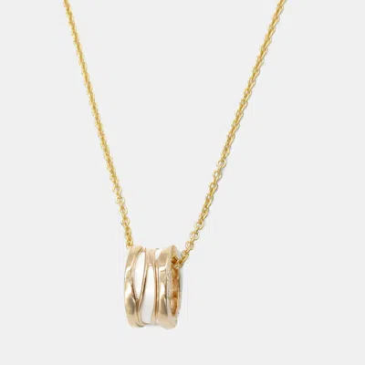 Pre-owned Bvlgari B.zero1 Design Legend 18k Rose Gold And White Ceramic Pendant Necklace