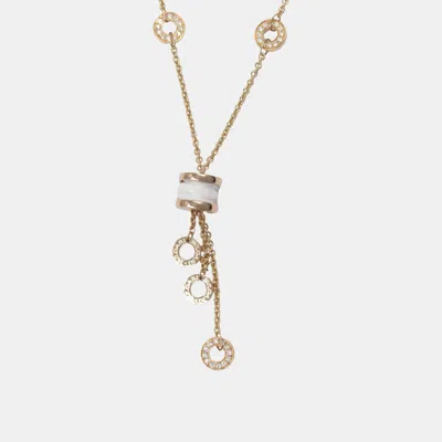Pre-owned Bvlgari B.zero1 Diamond 18k Rose Gold And Ceramic Pendant Necklace