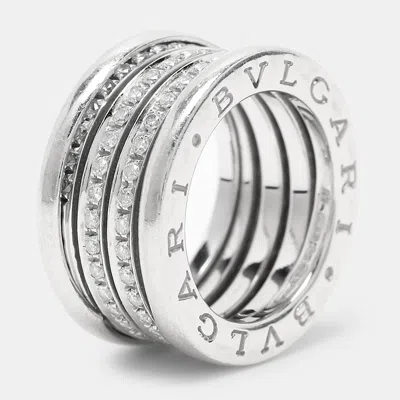 Pre-owned Bvlgari B.zero1 Diamond 18k White Gold Band Ring Size 48 In Silver