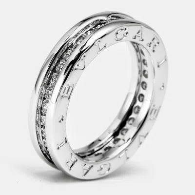 Pre-owned Bvlgari B.zero1 Diamond 18k White Gold Band Ring Size 50