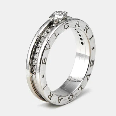 Pre-owned Bvlgari B.zero1 Diamond 18k White Gold Band Ring Size 58