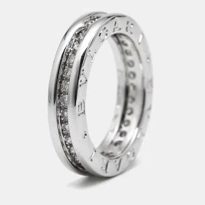 Pre-owned Bvlgari B.zero1 Diamonds 18k White Gold 1-band Ring Size 50