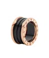 Bvlgari Rose Gold And Blcak Ceramic B. Zero1 Four-band Ring In Black