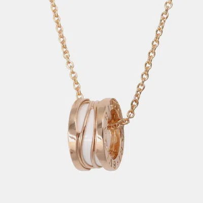 Pre-owned Bvlgari B.zero1 Legend 18k Rose Gold And White Ceramic Necklace