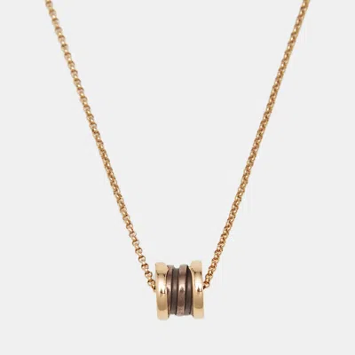 Pre-owned Bvlgari B.zero1 Mini Fancy Cermet 18k Rose Gold Pendant Necklace