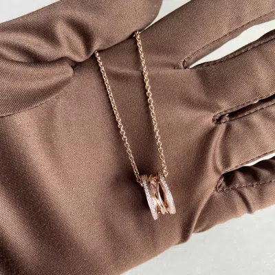 Pre-owned Bvlgari B.zero1 Necklace 18k Rose Gold With Diamonds